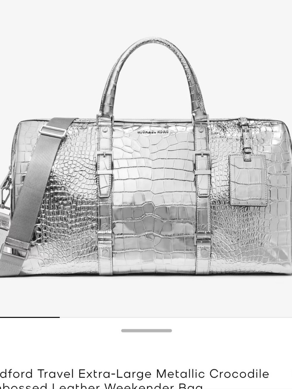 Michael Kores Bedford Croc-Embossed Weekender - Metallic Silver